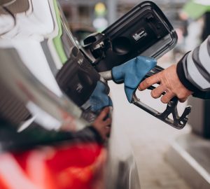 Car refueling at fuel station